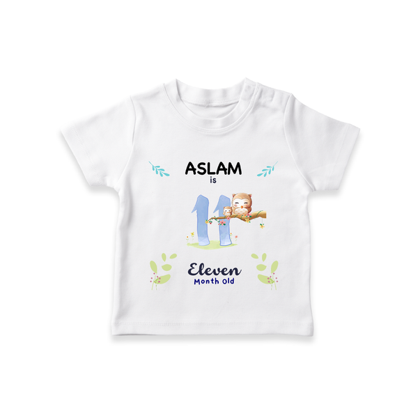 11 Month Milestone Baby T-Shirt Outfit | Personalized T-Shirt | Perfect for Photoshoots - WHITE - 0-5 Months Old (Chest 17")