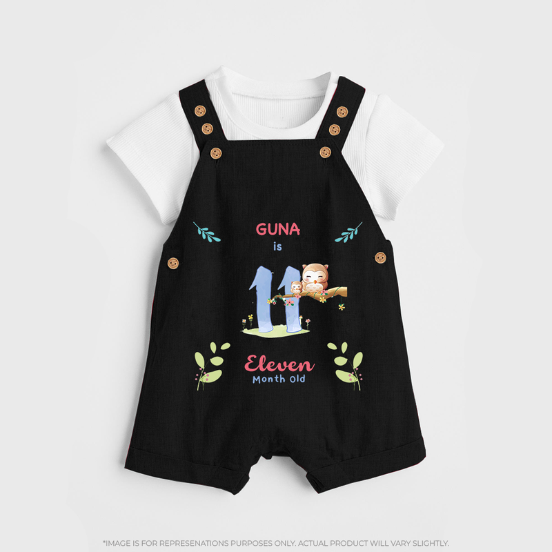 Make The Eleventh Month Unforgettable With Our Exclusive Customized Dungaree Set For Babies - BLACK - 0 - 5 Months Old (Chest 18")