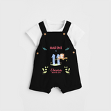 Celebrate The 11th Month Birthday Custom Dungaree set, Personalized with your little one's name - BLACK - 0 - 5 Months Old (Chest 17")