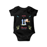 Make The Eleventh Month Unforgettable With Our Exclusive Customized Romper For Babies - BLACK - 0 - 3 Months Old (Chest 16")