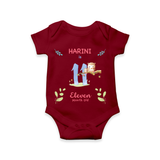 Celebrate The 11th Month Birthday Custom Romper/ Onesie, Personalized with your little one's name - MAROON - 0 - 3 Months Old (Chest 16")