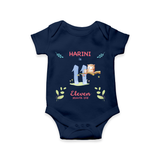 Celebrate The 11th Month Birthday Custom Romper/ Onesie, Personalized with your little one's name - NAVY BLUE - 0 - 3 Months Old (Chest 16")