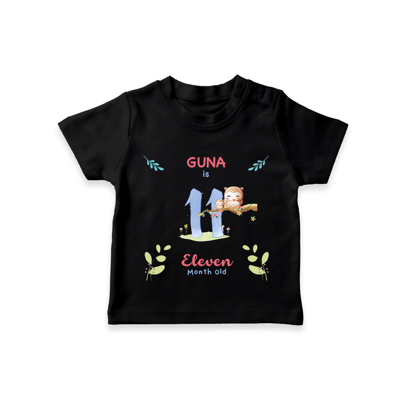 11 Month Milestone Baby T-Shirt Outfit | Personalized T-Shirt | Perfect for Photoshoots - BLACK - 0-5 Months Old (Chest 17")