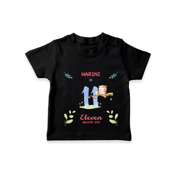 "Celebrate your kids 11th month"  - Personalized TShirt  - BLACK - 0 - 5 Months Old (Chest 17")
