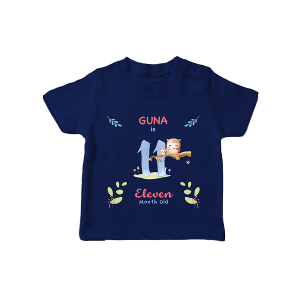 11 Month Milestone Baby T-Shirt Outfit | Personalized T-Shirt | Perfect for Photoshoots - NAVY BLUE - 0-5 Months Old (Chest 17")