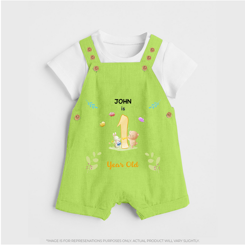 Make The First Year Unforgettable With Our Exclusive Customized Dungaree Set For Babies - GREEN - 0 - 5 Months Old (Chest 18")