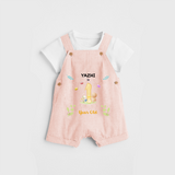 Celebrate The 12th Month Birthday Custom Dungaree set, Personalized with your little one's name - PEACH - 0 - 5 Months Old (Chest 17")