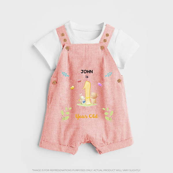 Make The First Year Unforgettable With Our Exclusive Customized Dungaree Set For Babies - PEACH - 0 - 5 Months Old (Chest 18")