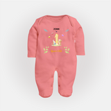 Make The First Year Unforgettable With Our Exclusive Customized Sleep Suit For Babies - PEACH - New Born (Chest 7.5")