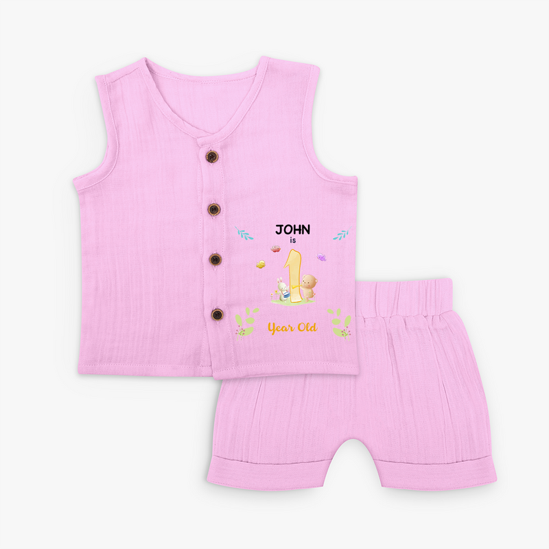 Make The First Year Birthday Unforgettable With Our Exclusive Customized Jabla Set For Babies With Name - BABY PINK - 0 - 3 Months Old (Chest 9.8")