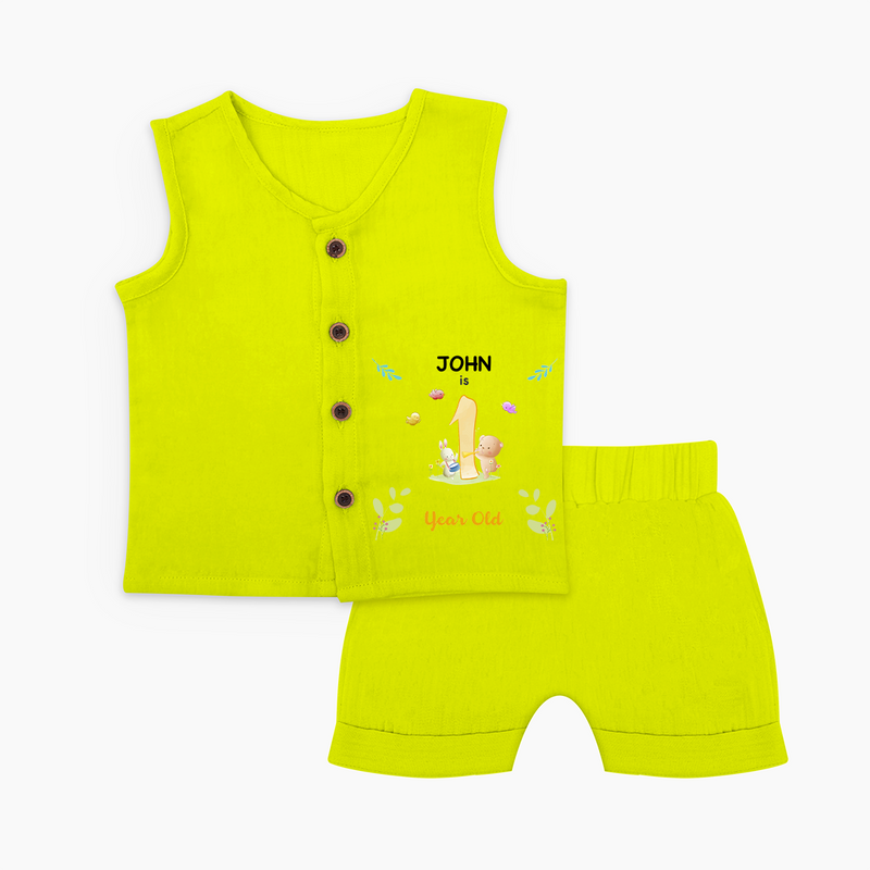 Make The First Year Birthday Unforgettable With Our Exclusive Customized Jabla Set For Babies With Name - LIME GREEN - 0 - 3 Months Old (Chest 9.8")
