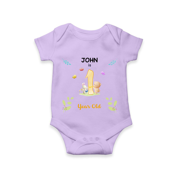 1 Year Milestone Baby Bodysuit Outfit | Personalized Romper/Onesie | Perfect for Photoshoots - LILAC - New Born (Chest 14")