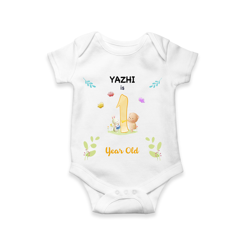 Celebrate The 12th Month Birthday Custom Romper/ Onesie, Personalized with your little one's name - WHITE - 0 - 3 Months Old (Chest 16")