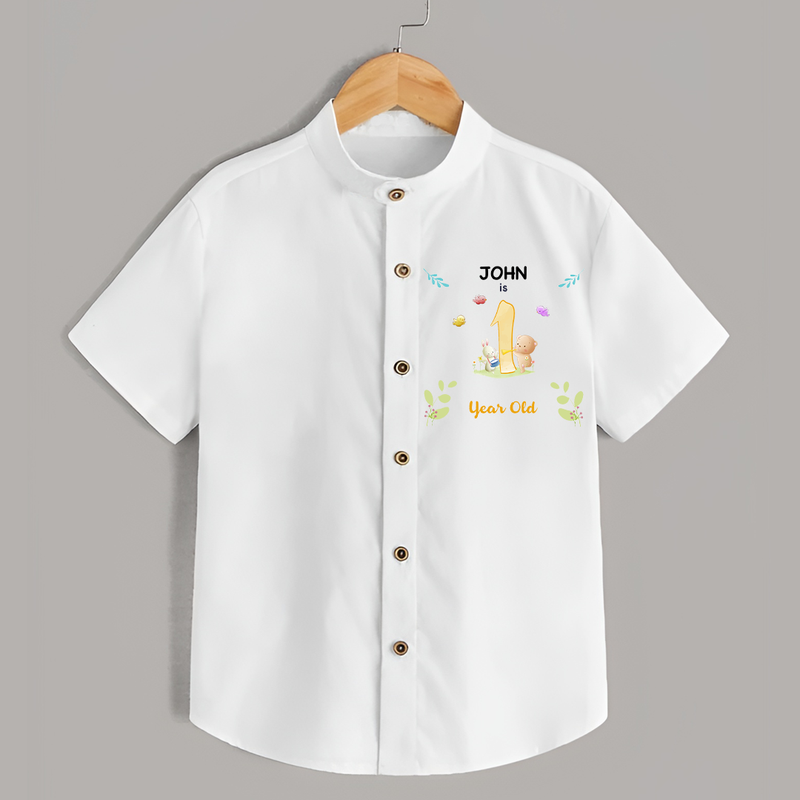 1 Year Milestone Baby Shirt Outfit | Personalized Shirt | Perfect for Photoshoots - WHITE - 0 - 6 Months Old (Chest 23")