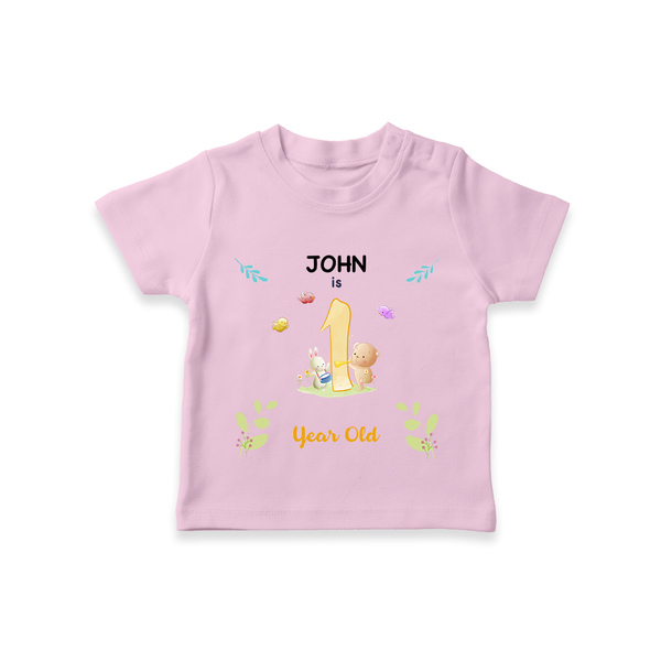 1 Year Milestone Baby T-Shirt Outfit | Personalized T-Shirt | Perfect for Photoshoots - BABY PINK - 0-5 Months Old (Chest 17")