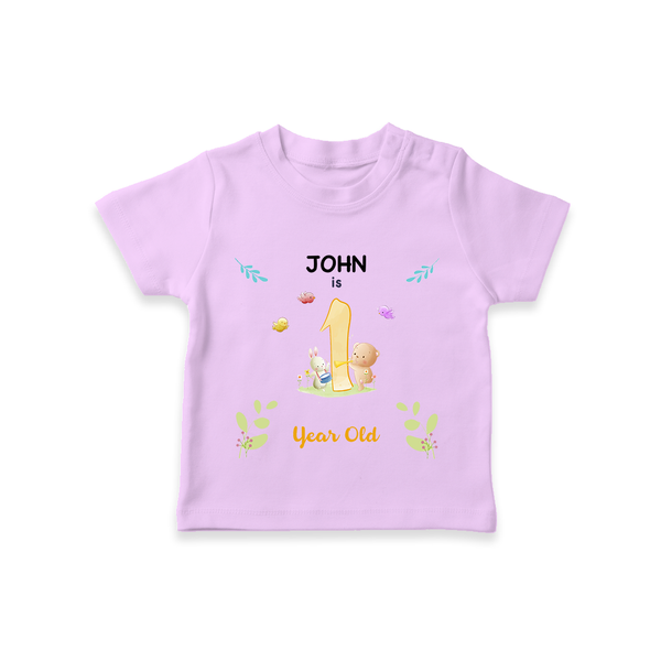 1 Year Milestone Baby T-Shirt Outfit | Personalized T-Shirt | Perfect for Photoshoots - LILAC - 0-5 Months Old (Chest 17")