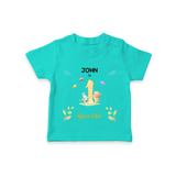 1 Year Milestone Baby T-Shirt Outfit | Personalized T-Shirt | Perfect for Photoshoots - TEAL - 0-5 Months Old (Chest 17")