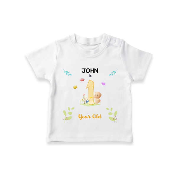 1 Year Milestone Baby T-Shirt Outfit | Personalized T-Shirt | Perfect for Photoshoots - WHITE - 0-5 Months Old (Chest 17")