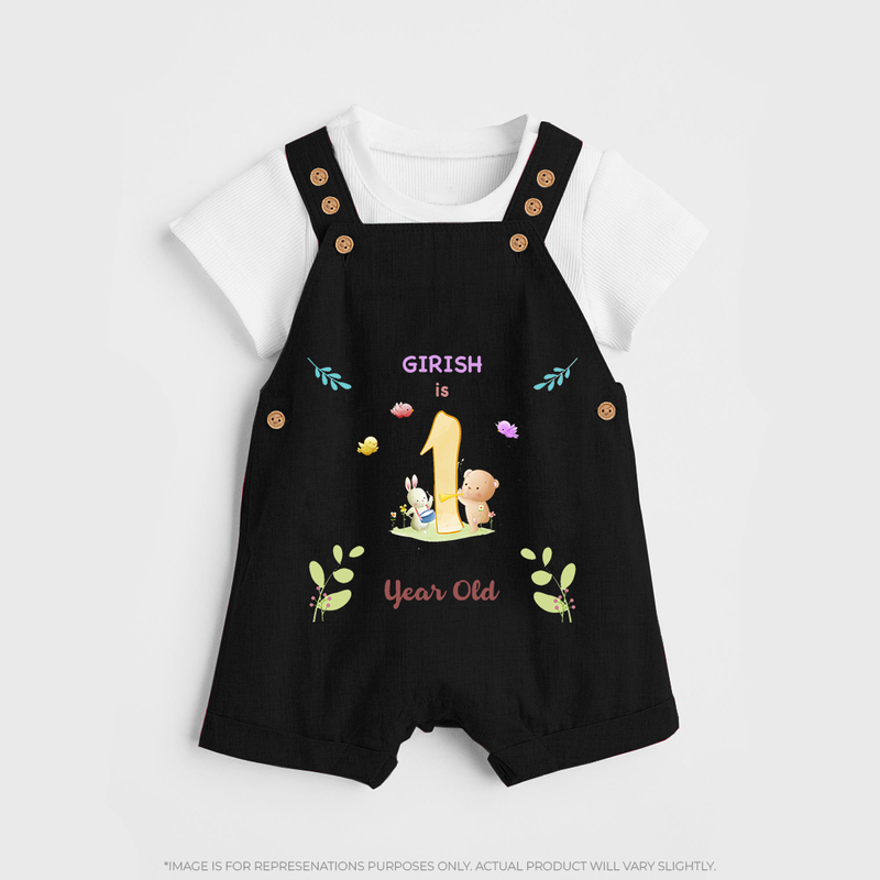 Make The First Year Unforgettable With Our Exclusive Customized Dungaree Set For Babies - BLACK - 0 - 5 Months Old (Chest 18")