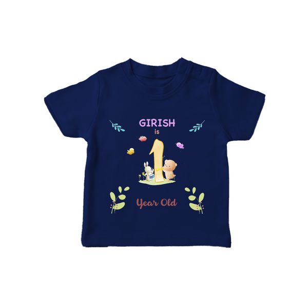 1 Year Milestone Baby T-Shirt Outfit | Personalized T-Shirt | Perfect for Photoshoots - NAVY BLUE - 0-5 Months Old (Chest 17")