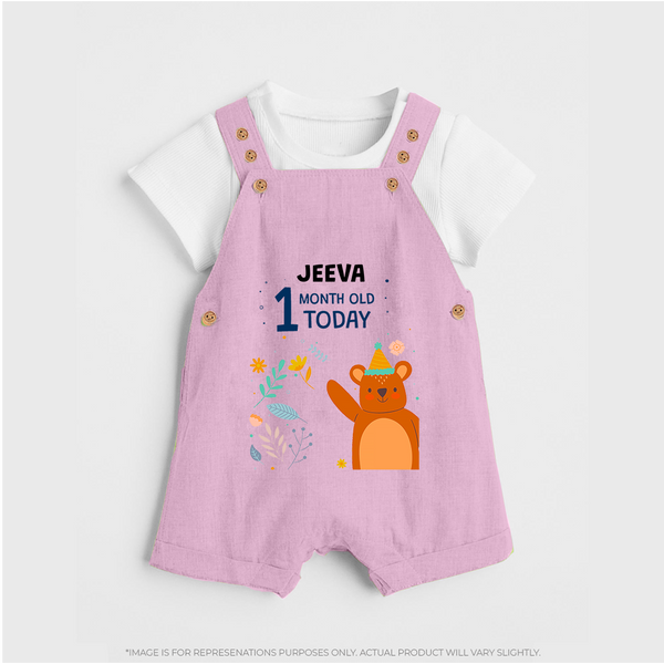 Cute Newborn Dungaree Set for 1 Month | Custom Name & Style Options - BABY PINK - 0 - 5 Months Old (Chest 18")