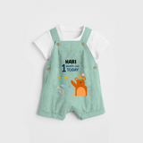 Commemorate your little one's 1st month with a custom Dungaree set, personalized with their name! - LIGHT GREEN - 0 - 5 Months Old (Chest 17")