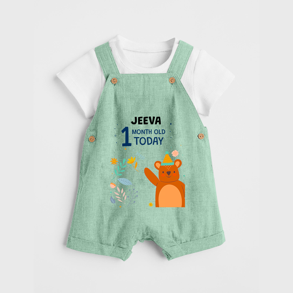 Cute Newborn Dungaree Set for 1 Month | Custom Name & Style Options - MINT GREEN - 0 - 5 Months Old (Chest 18")