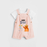 Commemorate your little one's 1st month with a custom Dungaree set, personalized with their name! - PEACH - 0 - 5 Months Old (Chest 17")