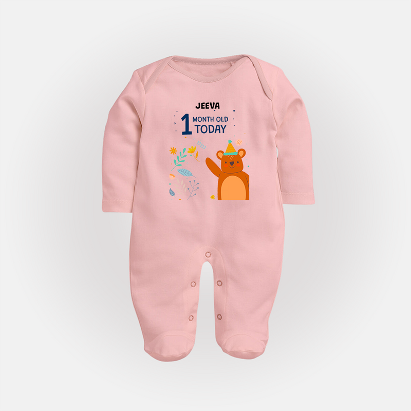 Celebrate The Magic Of Your Baby's First Month With Our Elegant And Customized Sleep Suit For Babies - BABY PINK - New Born (Chest 7.5")