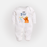 Celebrate The Magic Of Your Baby's First Month With Our Elegant And Customized Sleep Suit For Babies - WHITE - New Born (Chest 7.5")