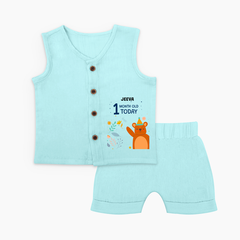 Celebrate The Magic Of Your Baby's First Month With Our Elegant And Customized Jabla Set For Babies - BABY BLUE - 0 - 3 Months Old (Chest 9.8")