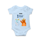 Celebrate The Magic Of Your Baby's First Month With Our Elegant And Customized Romper For Babies - BABY BLUE - 0 - 3 Months Old (Chest 16")