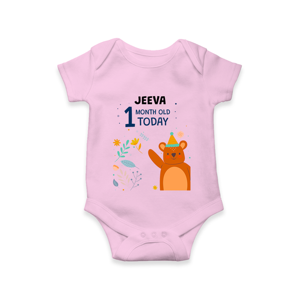 Cute Newborn Romper/Onesie for 1 Month | Custom Name & Style Options - BABY PINK - New Born (Chest 14")