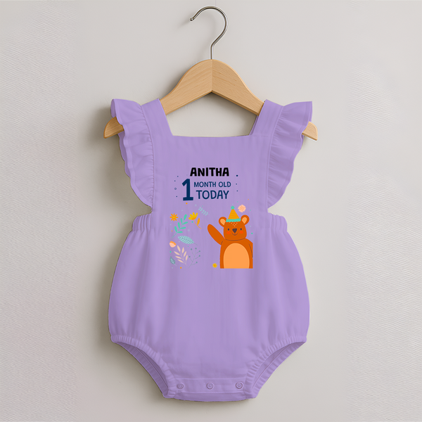 Cute Newborn Romper Frock for 1 Month | Custom Name & Style Options - LILAC - 0 - 3 Months Old (Chest 19")