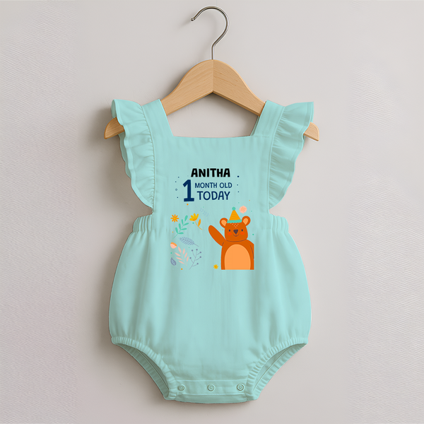 Cute Newborn Romper Frock for 1 Month | Custom Name & Style Options - MINT GREEN - 0 - 3 Months Old (Chest 19")