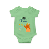 Commemorate your little one's 1st month with a custom romper/onesie, personalized with their name! - GREEN - 0 - 3 Months Old (Chest 16")