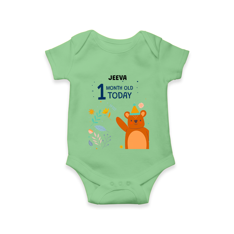 Celebrate The Magic Of Your Baby's First Month With Our Elegant And Customized Romper For Babies - GREEN - 0 - 3 Months Old (Chest 16")