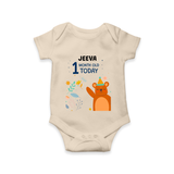 Cute Newborn Romper/Onesie for 1 Month | Custom Name & Style Options - IVORY - New Born (Chest 14")