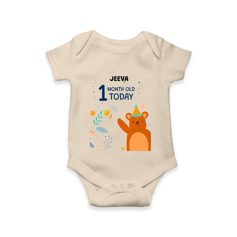 Celebrate The Magic Of Your Baby's First Month With Our Elegant And Customized Romper For Babies - IVORY - 0 - 3 Months Old (Chest 16")