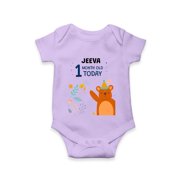 Cute Newborn Romper/Onesie for 1 Month | Custom Name & Style Options - LILAC - New Born (Chest 14")
