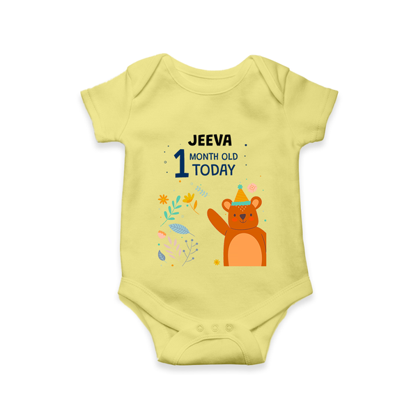 Cute Newborn Romper/Onesie for 1 Month | Custom Name & Style Options - PASTEL YELLOW - New Born (Chest 14")