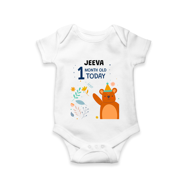 Cute Newborn Romper/Onesie for 1 Month | Custom Name & Style Options - WHITE - New Born (Chest 14")