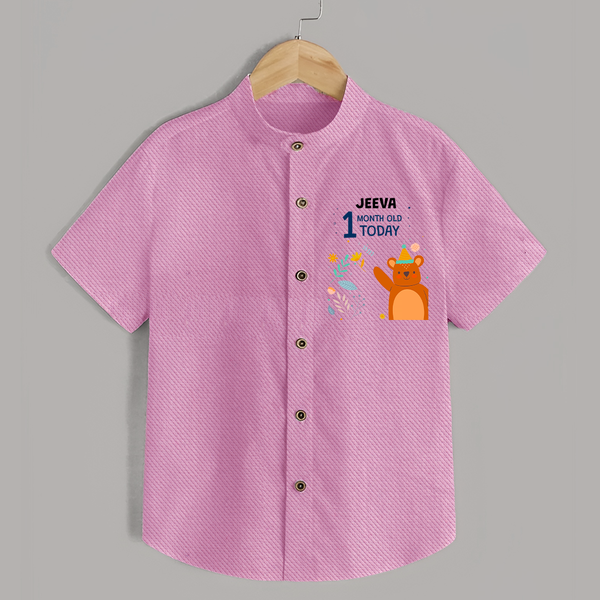 Cute Newborn Shirt for 1 Month | Custom Name & Style Options - BABY PINK - 0 - 6 Months Old (Chest 23")