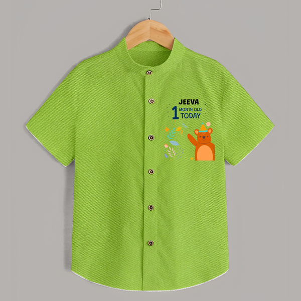 Cute Newborn Shirt for 1 Month | Custom Name & Style Options - LIME GREEN - 0 - 6 Months Old (Chest 23")