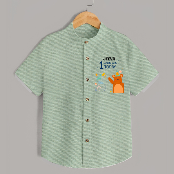 Cute Newborn Shirt for 1 Month | Custom Name & Style Options - MINT GREEN - 0 - 6 Months Old (Chest 23")