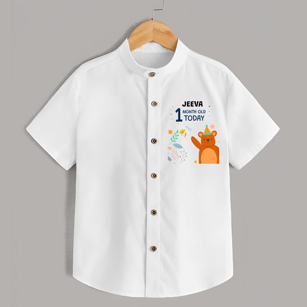 Cute Newborn Shirt for 1 Month | Custom Name & Style Options - WHITE - 0 - 6 Months Old (Chest 23")
