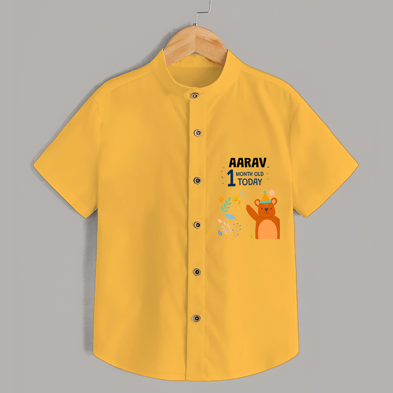 Commemorate your little one's 1st month with a custom Shirt, personalized with their name! - YELLOW - 0 - 6 Months Old (Chest 21")