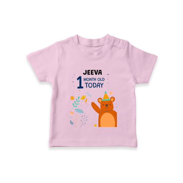 Cute Newborn T-Shirt for 1 Month | Custom Name & Style Options - BABY PINK - 0-5 Months Old (Chest 17")