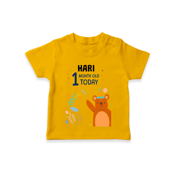 Commemorate your little one's 1st month with a custom T-Shirt, personalized with their name! - CHROME YELLOW - 0 - 5 Months Old (Chest 17")