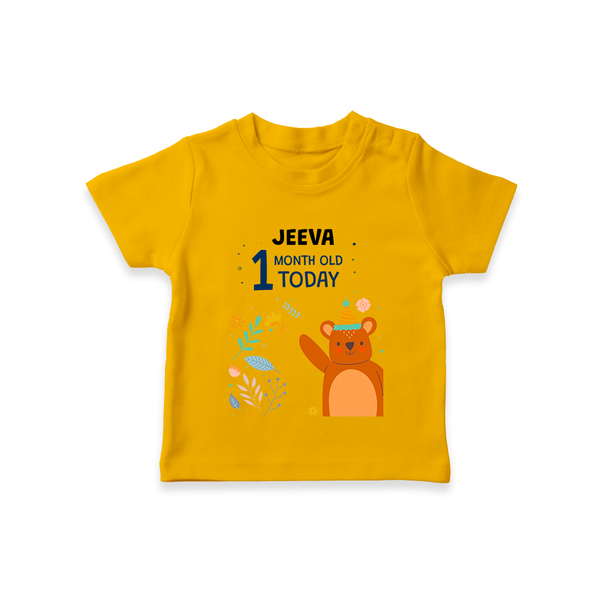 Cute Newborn T-Shirt for 1 Month | Custom Name & Style Options - CHROME YELLOW - 0-5 Months Old (Chest 17")